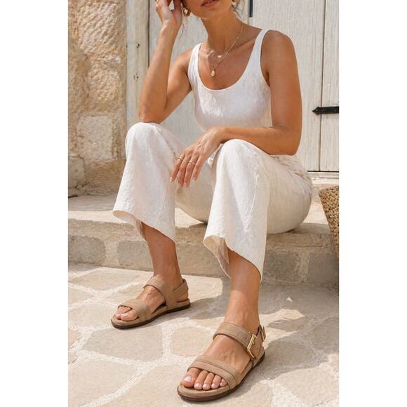 Madewell Shoes - Madewell Dara Double Strap Suede Sandals Tan Size 8 Minimal Chic